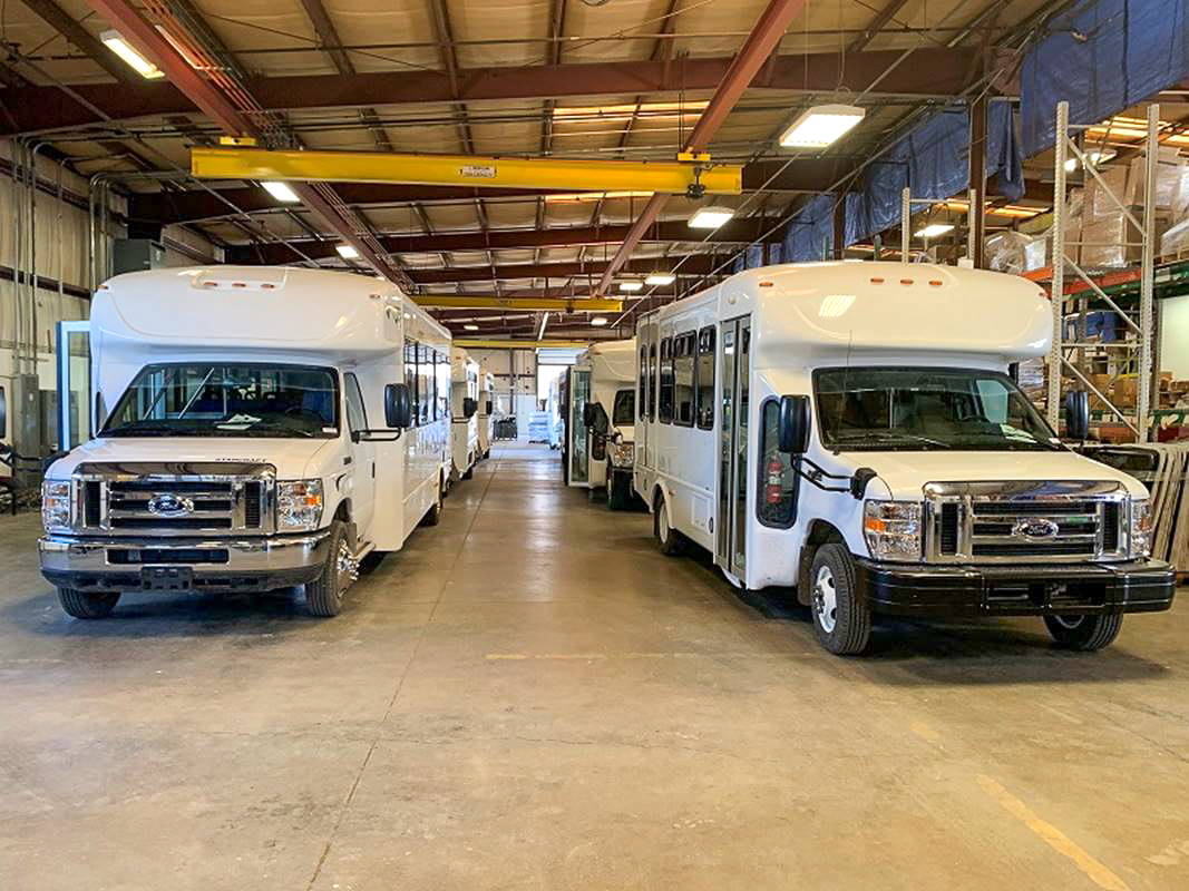 large shuttle cutaway buses are spacious and roomy for larger parties that need transportation